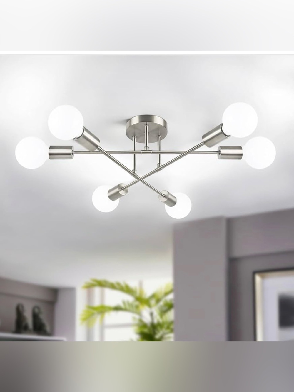 Modern Sputnik Chandelier, 6-Light Ceiling Light Fixture, Brushed Nickel
Bedroo